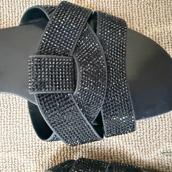 Zara Black Embellished Slide Sandals - Picture 2 of 3